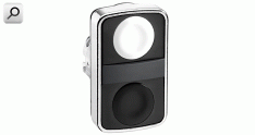 Pulsador doble d22 BLA+NEG 1+1 ras