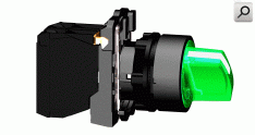 Selectora  2p d22 VER 1+1 Led  24V a-Pla-NEG