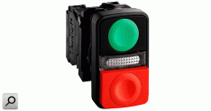 Pulsador doble d22 ROJ+VER 1+1 Led 230V sal